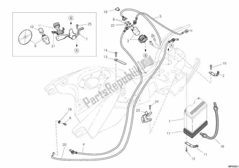 Alle onderdelen voor de Accu van de Ducati Hypermotard 1100 EVO SP USA 2012